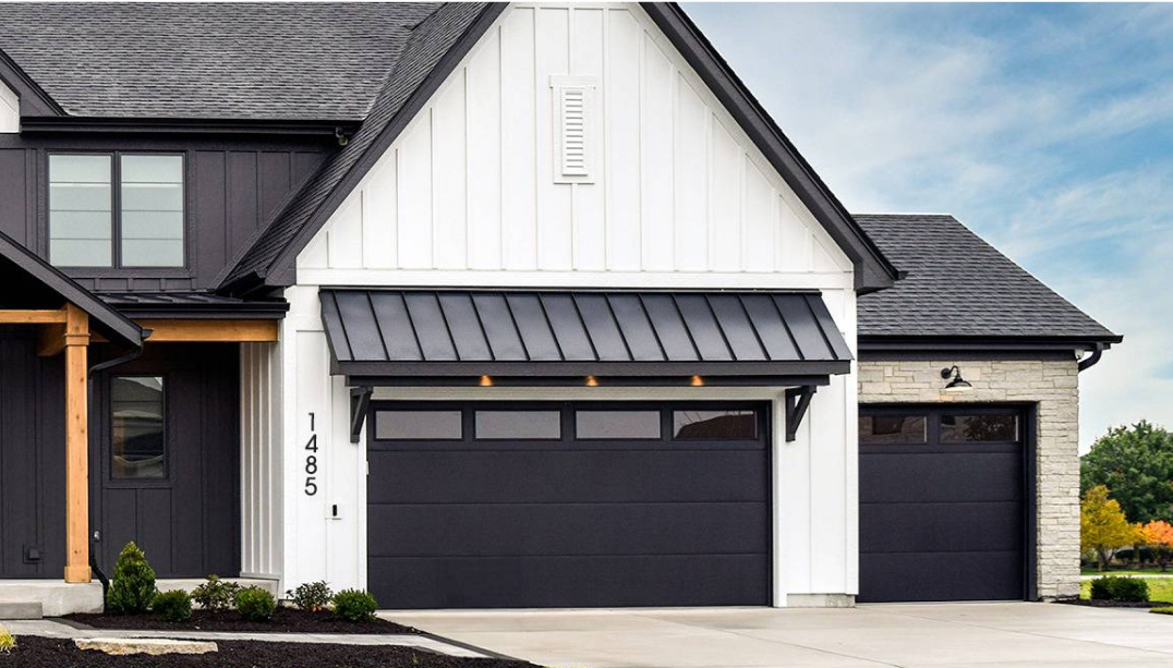 Black steel garage door