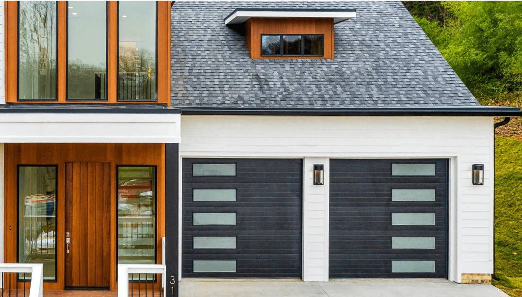 Black wood garage doors