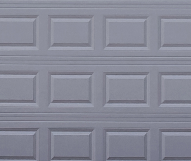 Close up of light grey garage door texture