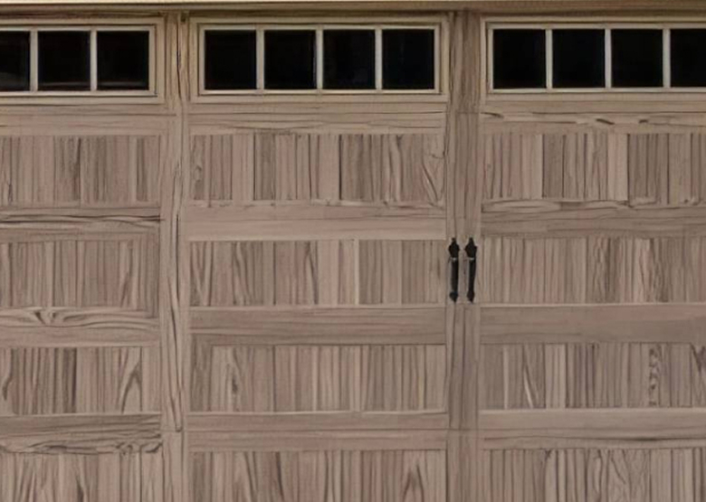 Close up of driftwood garage door